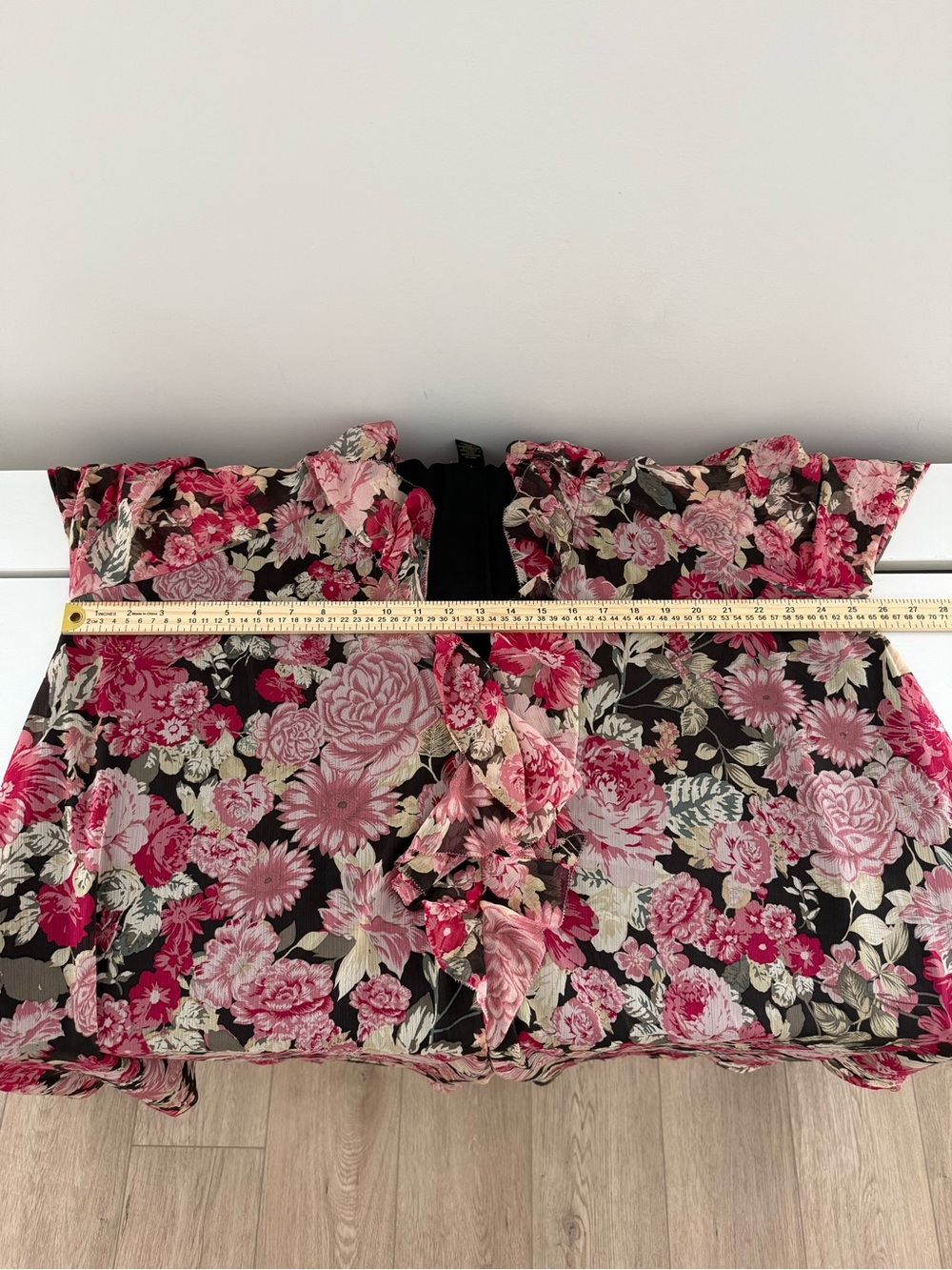 House of Harlow 1960 Floral Ruffle Long Sleeve Mini Dress Large Boho - Picture 5 of 7